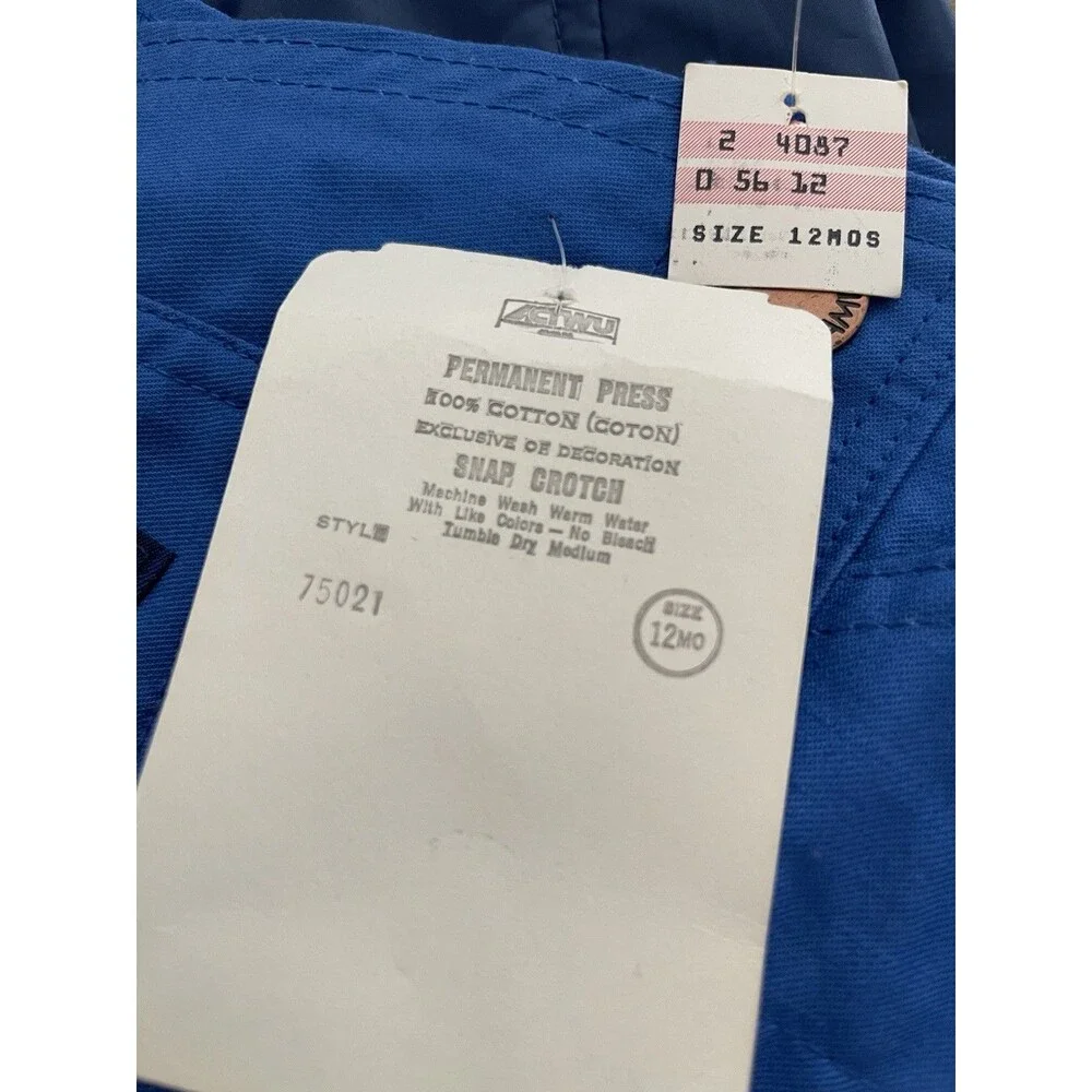 Rare! Vintage Healthtex All American Blue Overall 12 Months Button Closure NEW!